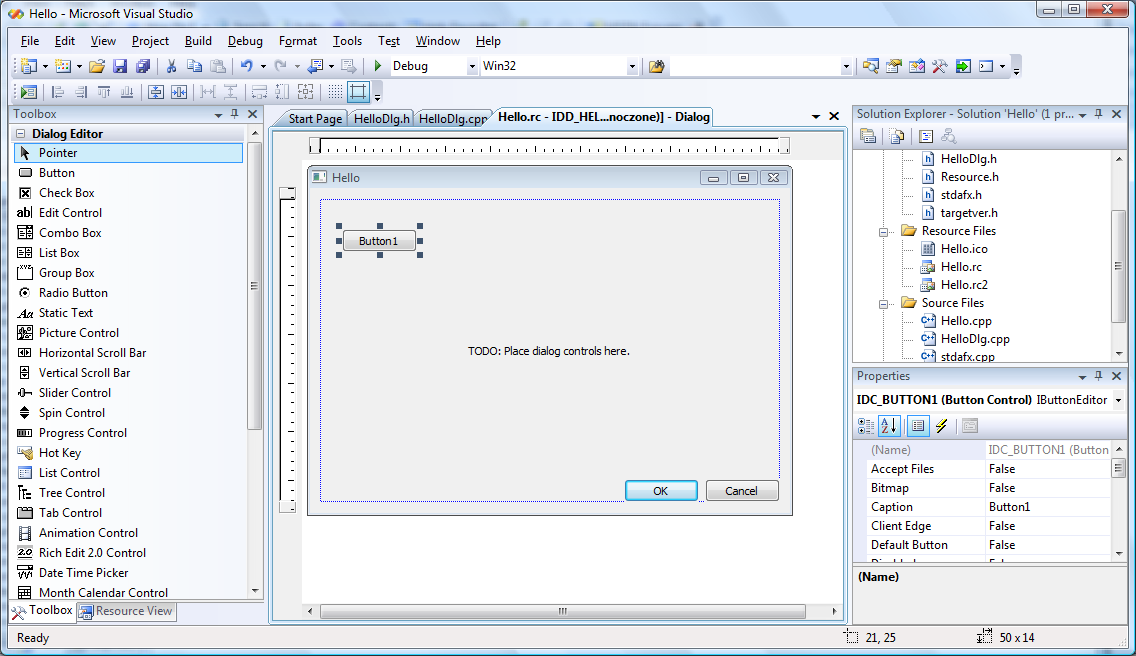 Rysunek 1. Kreator aplikacji MFC w VC++ 2008 4. W trzecim kroku (User Interfaces Features): a. usuwamy zaznaczenie przy pozycji About box, b. natomiast pozostawiamy zaznaczone System menu, c.