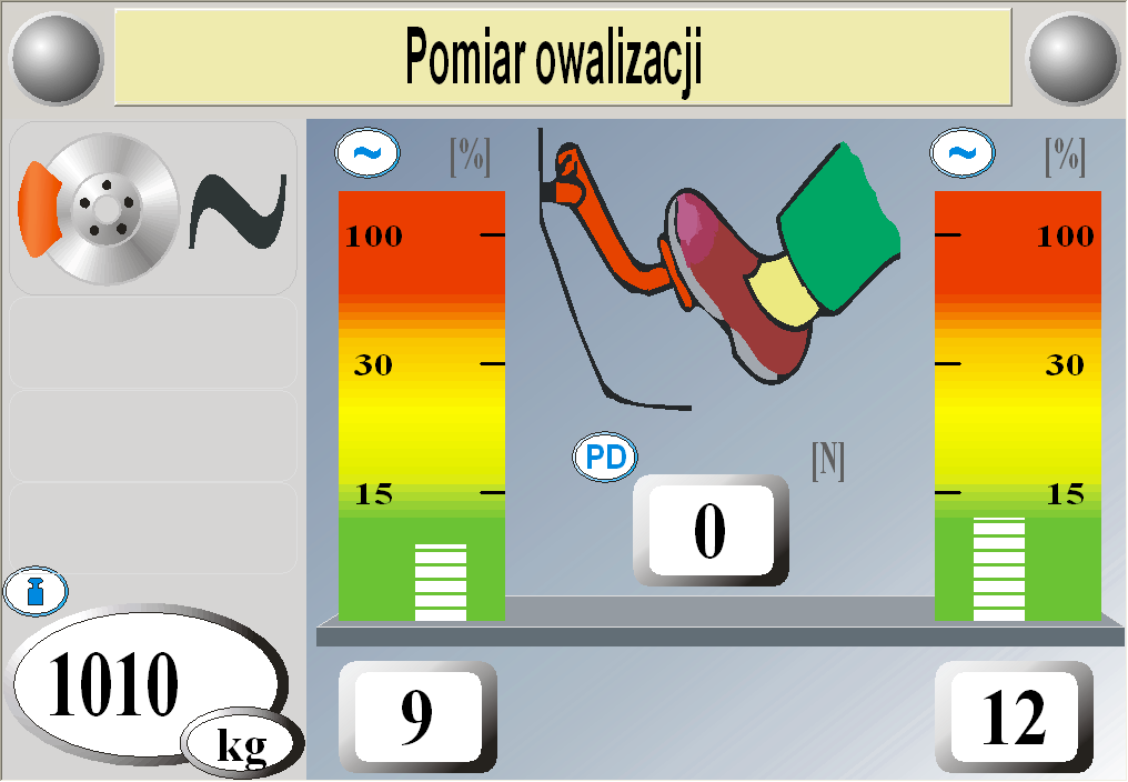 Tryb ręczny (tryb zwykły) 45 5 5 de Krok Zdalne sterowanie Wynik/wskazanie 3. Wybrać rodzaj pomiaru: Pomiar geometrii osi. Pomiar pojedynczego koła po lewej. Pomiar pojedynczego koła po prawej.