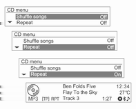 100 Podłączanie zewnętrznych odtwarzaczy audio W przypadku plików MP3 (WMA) można wyświetlić dodatkowe informacje, obracając pokrętło MENU-TUNE, gdy wyświetlana jest informacja o utworze.