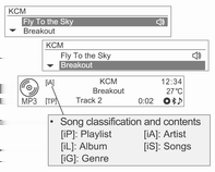 102 Podłączanie zewnętrznych odtwarzaczy audio Menu CD Wyszukaj... Jeżeli na liście odtwarzania [ip] nie ma żadnych plików muzycznych, zostanie wyświetlony pierwszy utwór każdego wykonawcy [ia].