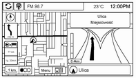 172 Nawigacja Wybrać ten symbol ekranowy, aby zmienić orientację mapy na W kierunku ruchu lub 3D. Ten symbol oznacza, że orientacja mapy jest ustawiona na W kierunku ruchu.