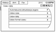 Nawigacja 183 1. Nacisnąć przycisk ekranowy Konfiguracja na stronie początkowej lub przycisk CONFIG na panelu sterującym. 2. Naciskać pasek przewijania, aż wyświetli się żądana opcja.