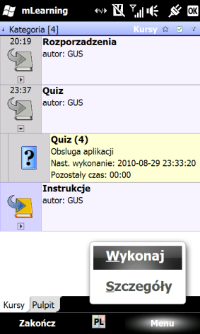 Na liście pytao użytkownik widzi oznaczenia wskazujące czy udzielona odpowiedź była prawidłowa czy nieprawidłowa.