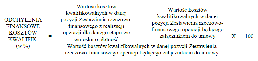 Jeżeli wartości wpisane w poszczególnych pozycjach Zestawienia rzeczowo finansowego z realizacji operacji różnią się od wartości wpisanych w tych pozycjach w Zestawieniu rzeczowo