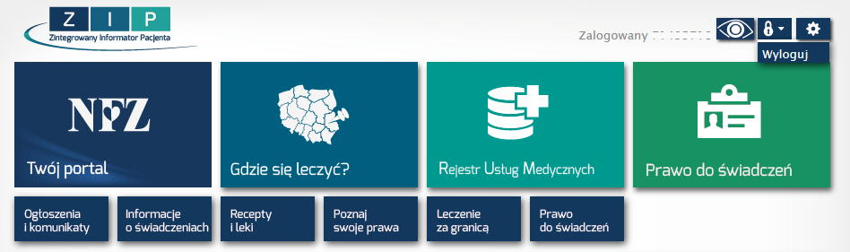 15. ZAKOŃCZENIE PRACY W SYSTEMIE ZIP Po zakończeniu pracy z systemem należy wylogować się, tym samym zamknąć sesję pracy. W tym celu, należy skorzystać z opcji Wyloguj dostępnej w górnej części okna.