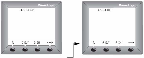 Ekrany konfiguracyjne dla A OUT (wyjście analogowe) i A IN (wejście analogowe) występują tylko w przypadku modułu PM8M2222.