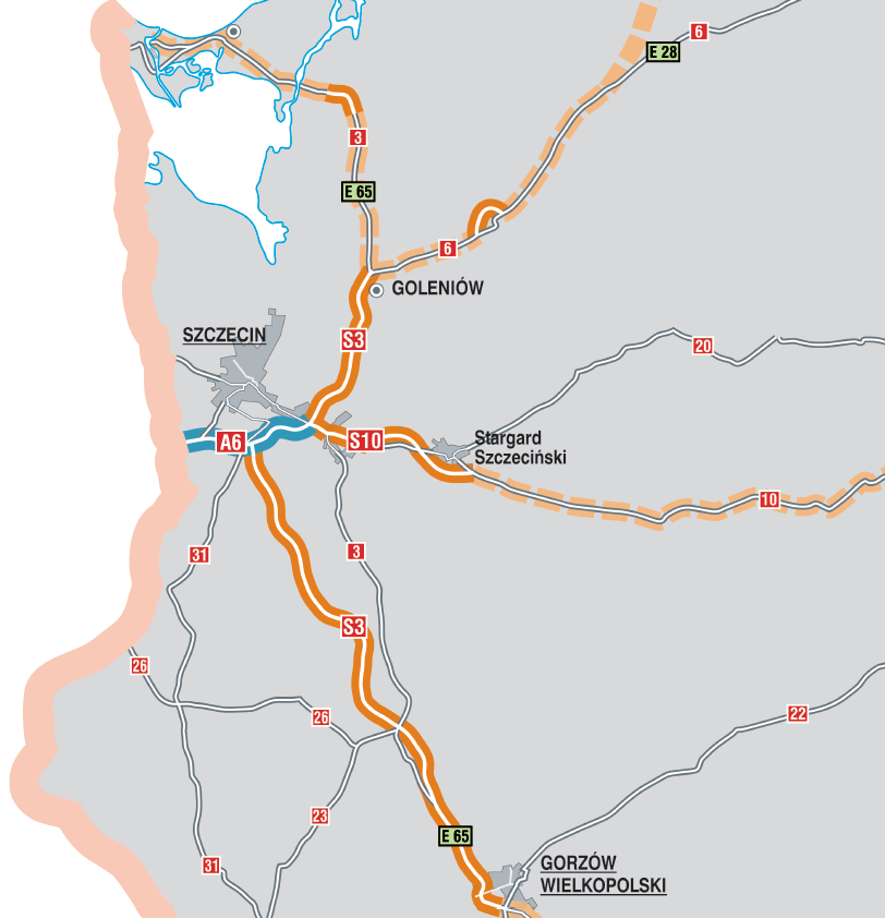 Szczecin znajduje się na trasie Środkowoeuropejskiego Korytarza Transportowego, łączącego Skandynawię, Europę Środkową oraz Europę Południową aż do Morza Adriatyckiego.