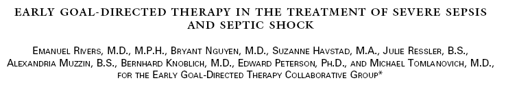 Early Goal-Directed Therapy RCT (Randomized controlled