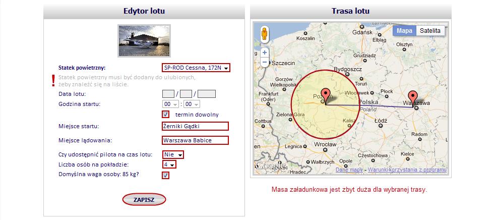 Dla bezpieczeoswa, system automatycznie powiadamia Użytkownika i Operatora o każdej zmianie dokonanej w pakiecie. 6.2. Edytor lotu.