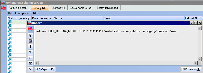 11. Faktury zakupowe dodatkowe weryfikacje W raporcie faktur zakupowych za leki, dodana została weryfikacja zerowych wartości zarejestrowanych w danych pozycji faktury.