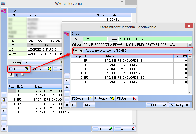 zaplanowana). W zakładce [C4] Procedury zostaną dodane procedury, które oznaczone zostaną odpowiednim kolorem.