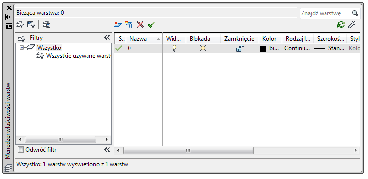 Praca na warstwach Podczas omawiania podstaw AutoCAD a nie można nie wspomnieć o warstwach. Odpowiednia organizacja warstw bardzo ułatwia pracę, a czasem jest wręcz niezbędna to jej wykonania.