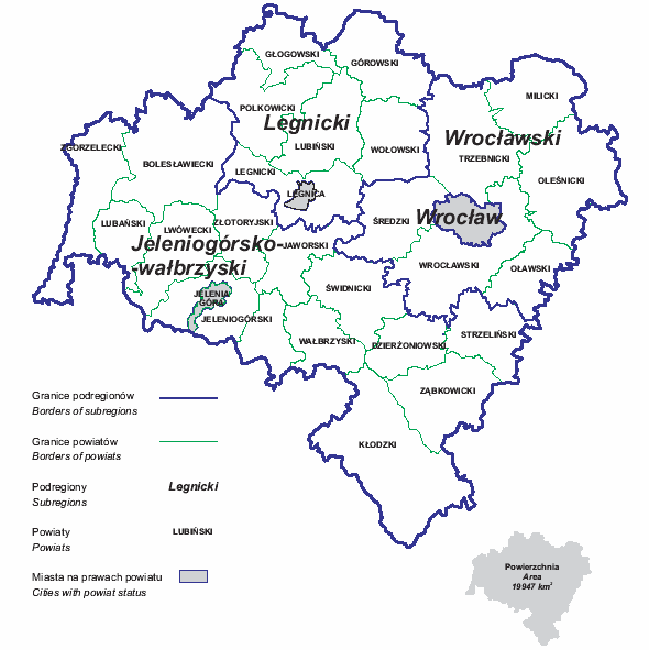 Rozdział 1. ANALIZA REGIONALNEGO RYNKU PRACY WOJEWÓDZTWA DOLNOŚLĄSKIEGO. Diagnoza sytuacji na regionalnym rynku pracy w latach 2005-2006 1. Potencjał społeczno-gospodarczy regionu 1.1. Podział terytorialny Według stanu w dniu 1 stycznia 2006 r.