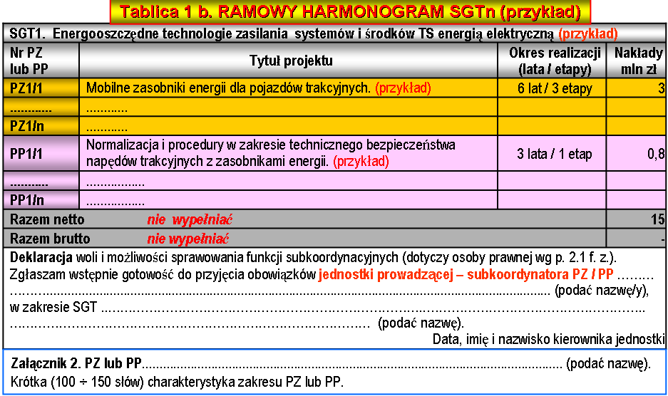 Anuszczyk J., Bartosik M., Wiak S.: Program Wieloletni (PW) KOLEJĄ W XXI WIEK. Ogólne zasady organizacji, finansowania, realizacji i koordynacji PW Rys. 4. Przykładowy formularz zgłoszeniowy SGT.