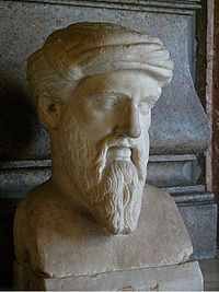 Pitagoras (gr. Πςθαγόπαρ, Pythagoras) (ur. ok. 572 p.n.e. na Samos, zm. ok. 497 p.n.e. w Metaponcie) grecki matematyk, filozof, mistyk kojarzony ze słynnym twierdzeniem matematycznym nazwanym jego imieniem.