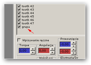 12.3. Tworzenie grupy zębów Korekcja położenia zębów możliwa jest do realizacji na pojedynczych zębach, a także na ich grupach.