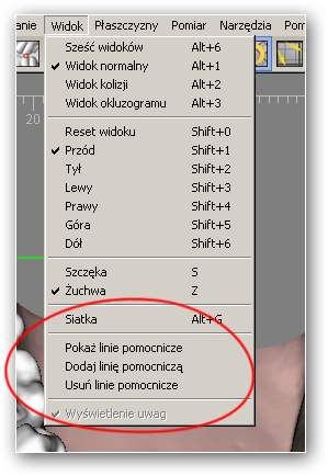 5.6. Dodatki Program posiada również kilka dodatkowych opcji związanych z wyswietlaniem dodatkowych elementów, które mogą ułatwić wykonanie pomiarów.