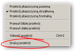 9.5. Drukowanie przekroju Aby wydrukować przekrój