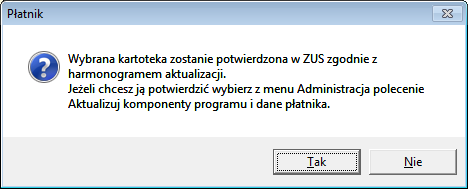 Rysunek 53. Okno Kartoteki ubezpieczonego zmiana statusu kartoteki 3.