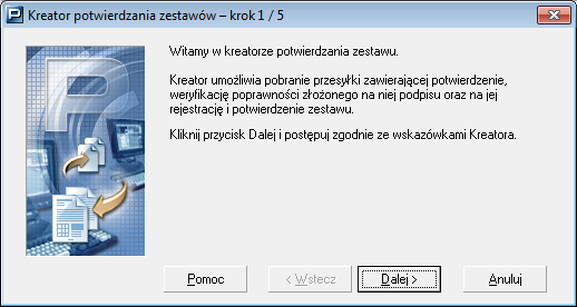 4. Jeeli zestaw dokumentów zosta przekazany poprzez stronk WWW, moesz pobraj identyfikator do pliku, a nastkpnie z pliku zarejestrowaj go w programie. W tym celu kliknij przycisk Pobierz z pliku. 5.