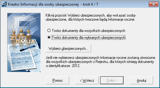 Rysunek 167.Okno dialogowe Kreator Informacji dla osoby ubezpieczonej krok 3/7 5. Po sprawdzeniu i aktualizacji danych kliknij przycisk Dalej.