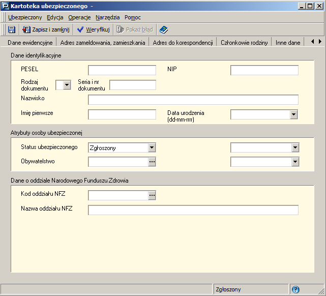 Uzupenienie Atrybutów ubezpieczonego jest moliwe po wypenieniu sowników w kartotece patnika (patrz rozdzia 5.1.2). Rysunek 33.