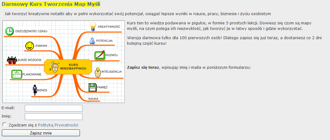 FreeMind (offline) Przykłady bezpłatnych programów do tworzenia map myśli MindMeister bezpłatny w wersji