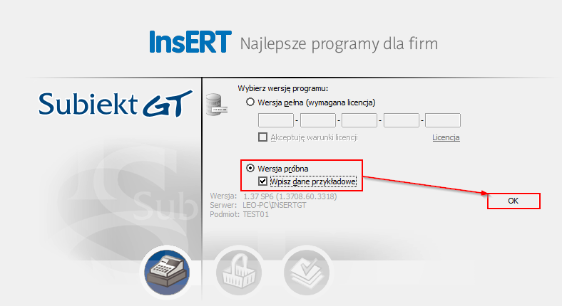 2.1 Tworzenie nowego podmiotu testowego W oknie wyboru podmiotu należy wybrać opcję Nowy, wpisać wybraną nazwę dla podmiotu i nacisnąć przycisk OK, tak jak na rysunku 2.