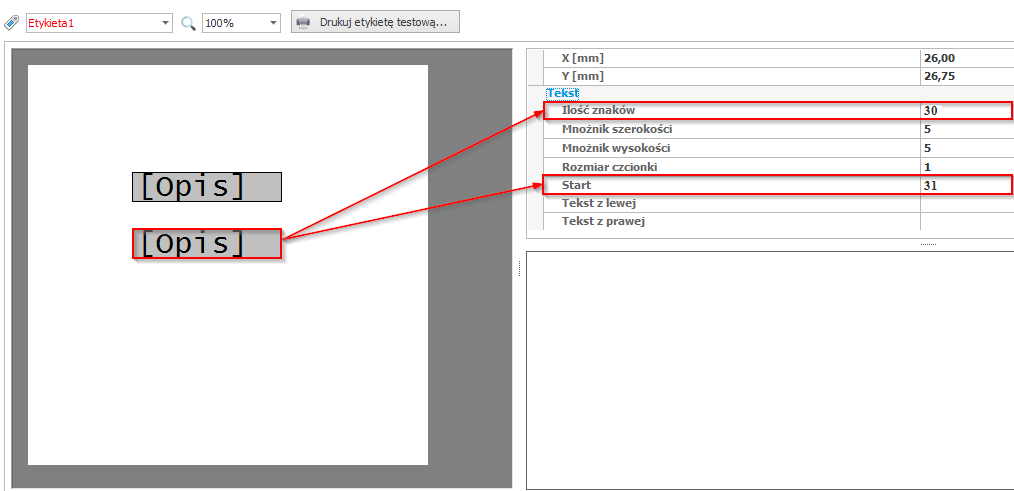 10 Efekt zawijanego tekstu na etykiecie Języki EPL i ZPL nie pozwalają na automatyczne przesuwanie do kolejnego wiersza tekstu, który nie zmieścił w jednym wierszu (tzw. zawijanie tekstu).
