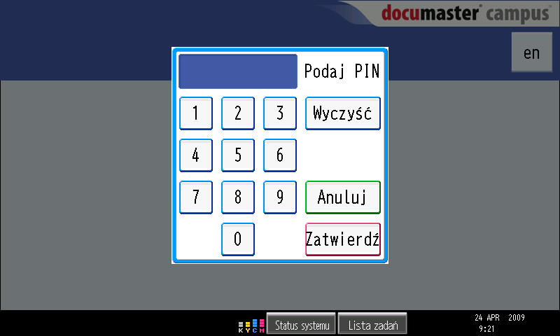 16. Zarządzanie kolejką własnych wydruków 1. Zaloguj się do interfejsu webowego Documaster Campus, podając odpowiedni login i hasło. 2. Przejdź do zakładki [Dokumenty].