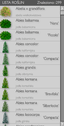 LISTA ROŚLIN Moduł LISTA ROŚLIN zawiera spis wszystkich roślin dostępnych w bazie programu.