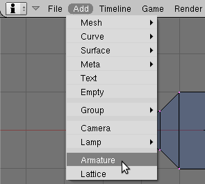 Tworzenie szkieletu modelu 3D Aby dodać szkielet, klikamy w menu głównym Add/Armature i