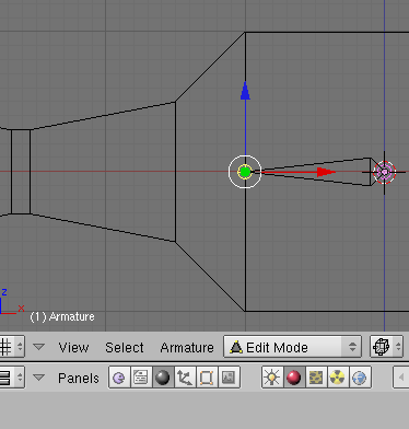 Tworzenie szkieletu modelu 3D krok 1 Przechodzimy do trybu edycji, zaznaczamy górną część kości prawym