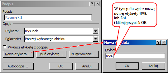 Rozwiązanie ćwiczenia 7a Podpisy pod rysunkami, zdjęciami możesz wprowadzić w następujący sposób: 1.