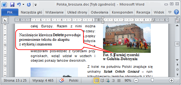 Rysunek 3. Okno z fragmentem dokumentu ustawienie tekstu podpisu Rysunek 4.