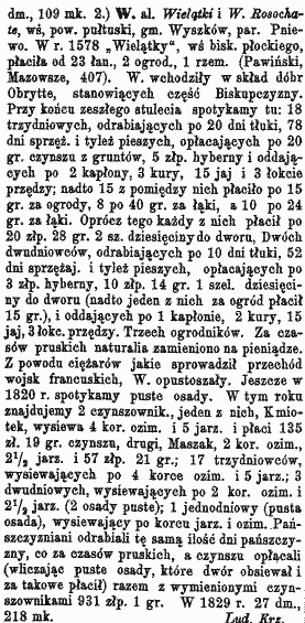 Opis wsi ze Słownika Geograficznego Królestwa Polskiego 125 Pierwotnie osadnictwo tej wsi skupiało się w terenie na północ od Woli Mystkowskiej.