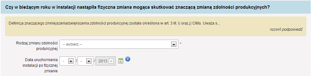 W pierwszej kolejności, użytkownik określa i wprowadza dzień, na który dostępne są rzeczywiste dane.