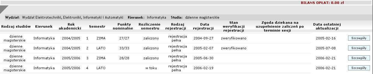 Raporty on-line - przykłady 17 Portal studencki