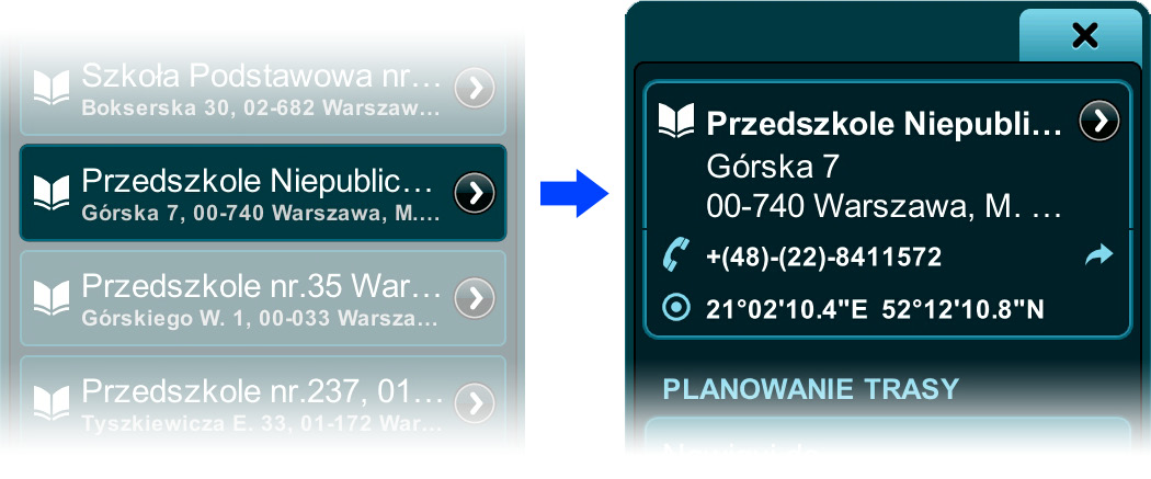 Jak włączyć klawiaturę Kiedy wyświetlane są wyniki wyszukiwania, kliknij na pole Co lub Gdzie, by ponownie wyświetlić klawiaturę.