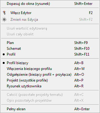 OBSŁUGA EKRANU Dostępne w Menu > Widok > Zmiana widoku > Panel obsługi Pasek przycisków ilustrujących obsługę widoku z poziomu myszki i klawiatury Wskazanie obszaru (przy włączonej opcji lewy