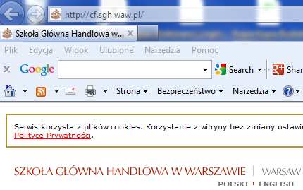 Praca na komputerach które, nie są podłączone do sieci SGH: Dostęp do systemu Controling finansowy i wszystkich jego funkcji możliwy jest z komputerów nie będących w sieci SGH poprzez