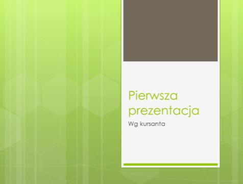 POKAZ PREZENTACJI Po stworzeniu prezentacji przychodzi czas na jej przedstawienie Przycisk Wyświetl pokaz slajdów wyświetla pełnoekranowy pokaz, zaczynając od aktywnego slajdu (klawisz Shift + F5).