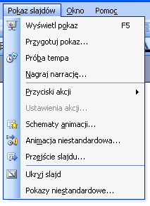 1. Slajd z hiperłączami 2. Pokaz niestandardowy dla Działu A 3. Pokaz niestandardowy dla Działu B Pokazów niestandardowych z hiperłączami można również używad do tworzenia spisu treści slajdów.