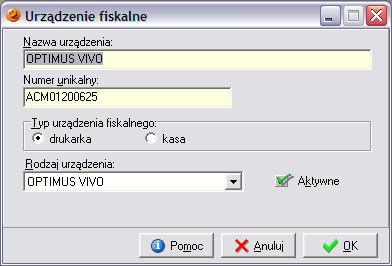 Nazwa i opis stawki; Wysokość stawki w %; Numerze stawki w drukarce fiskalnej; Konto VAT-u należnego; Wymuszaj PKWiU czy stawka wymusza wpisywanie w bazie towarowej symbolu PKWiU.