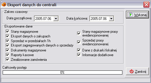 Do programu zostały wczytane informacje zawarte w pliku. 20.2 Eksport danych o sprzedaży Istnieje możliwość wygenerowania w systemie plików z raportami na temat działań prowadzonych w programie.