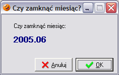 20.8. Zamknięcie miesiąca W menu Narzędzia znajduje się opcja dotycząca zamknięcia miesiąca.