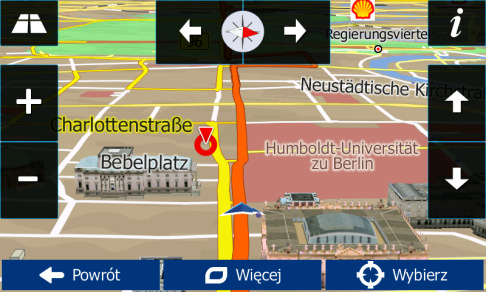 Naciśnij dowolny z elementów listy. Sprawdź szczegóły danego miejsca i jego położenie, a następnie naciśnij Następny. Po krótkim podsumowaniu parametrów trasy na mapie pojawi się cała trasa.