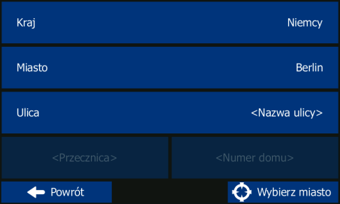 Naciśnij poziome pole wprowadzania danych znajdujące się nad tymi przyciskami, aby wyszukać cel podróży niezależnie od typu w Combined Search.