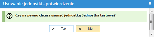 6.4 Usunięcie jednostki naukowej W celu usunięcia jednostki naukowej należy wejść w szczegóły wybranej jednostki, następnie nacisnąć przycisk Usuń znajdujący się pomiędzy nazwą