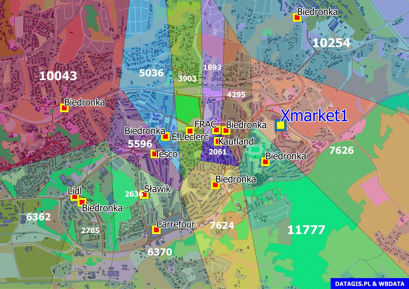 W obszarze objętym analizą występuje także duże nasycenie obiektów handlowych innych niż wielkopowierzchniowe. Należą do nich m. in. sklepy spożywcze, delikatesy, sklepy odzieżowe, sklepy monopolowe itp.